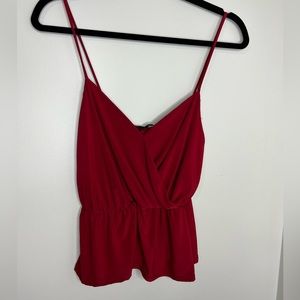 Red, NWT, spaghetti strap tank top. Faux wrap. Gathered at waist. ❤️😍